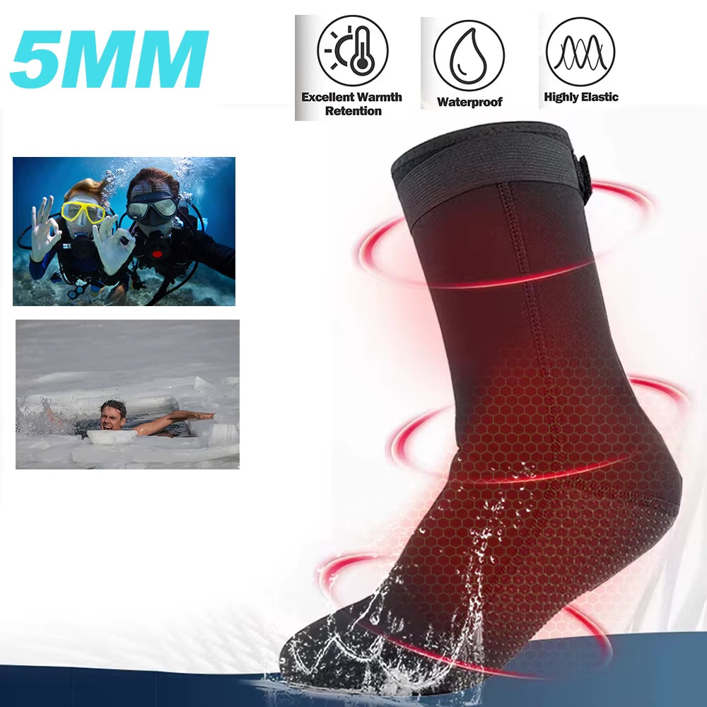 5Mm Diving Socks 3Mm Neoprene Wetsuit Water Socks Surf Beach Booties Anti-Slip Swimming Fin Sand Proof Ice Bath Warm Socks